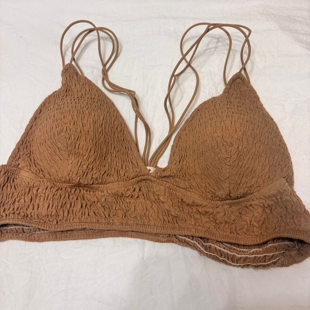 LISTELLE Orange Rust Strappy Triangle Ruched Sz M Scrunched Women's Bra Bralette